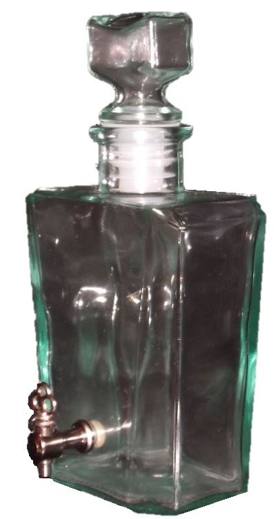 liquor glass bottle with small dispensing tap