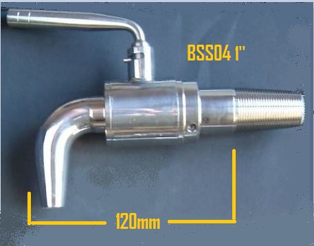 Large stainless steel tapered tap for wooden wine barrels