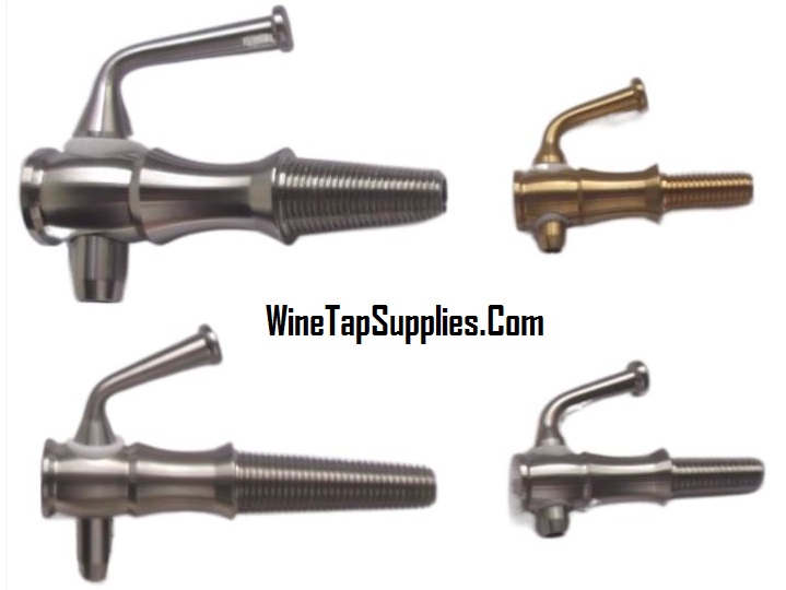 Stainless steel spout for small and larger wooden wine barrels