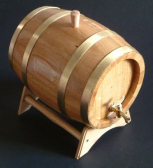 Small wooden barrel with brass tap