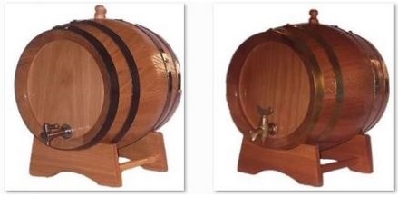 small oak barrel with brass tap