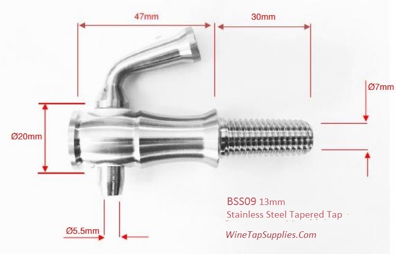 Small spigot taps for wine barrels, kegs and casks